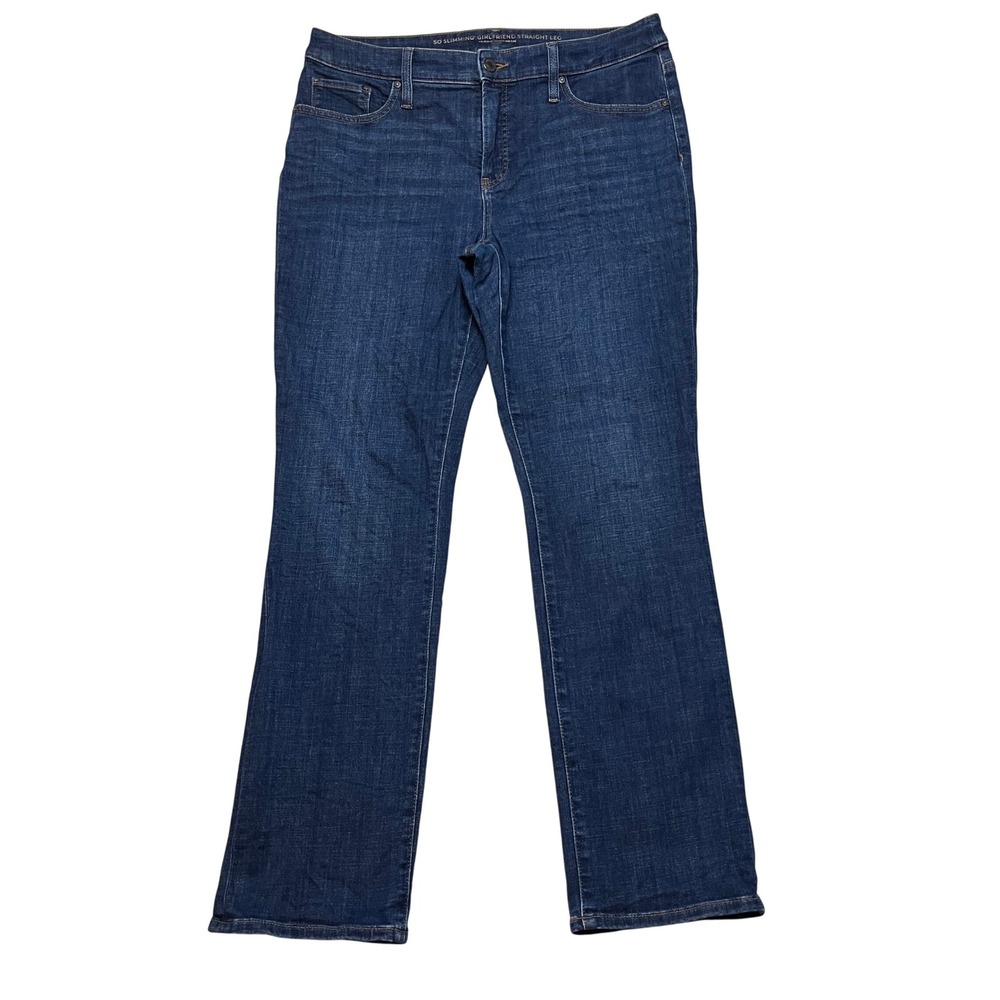 Chico's Jeans Womens 6R Blue So Slimming Girlfriend Straight Leg Dark Wash Denim